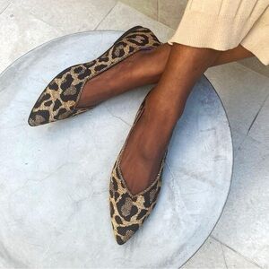 New in Box Rothy’s the Point Ballet Flat Slip On Shoe in Mocha Spot Animal 10.5